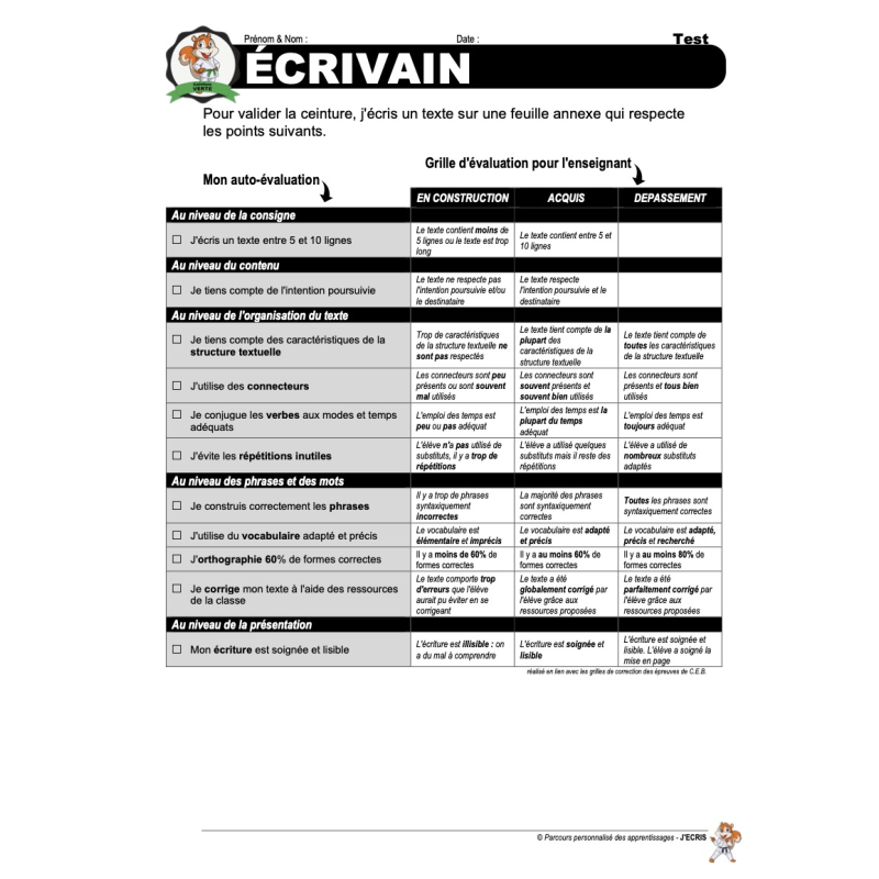 ceinture d'écrivain